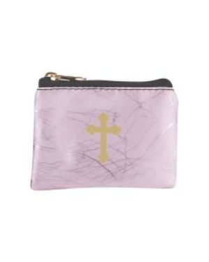 Photo of MAUVE MARBLE PATTERNED ZIPPER ROSARY POUCH 928