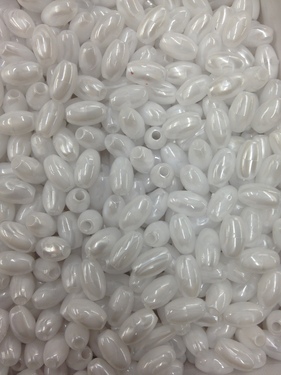 Photo of 6x9MM WHITE PEARLIZED PLASTIC MISSION BEAD M55W