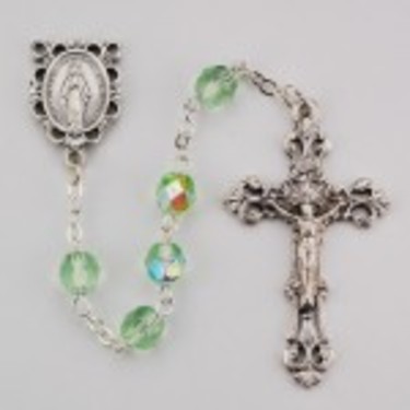 Photo of NS 6MM AB PERIDOT/AUG ROSARY WITH VELVET BOX R391-AUG