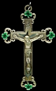 Photo of STERLING SILVER CRUCIFIX WITH GREEN SHAMROCK TIPS 1251