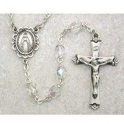 Photo of SS 6MM AB CRYSTAL/APR ROSARY WITH VELVET BOX 875L-APR