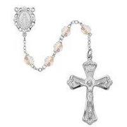 Photo of RHODIUM 6MM AB CRYSTAL/APR ROSARY WITH VELVET BOX 880-APR