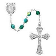 Photo of RHODIUM 6MM AB ENERALD/MAY ROSARY WITH VELVET BOX 880-MAY