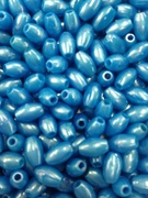 Photo of 6x9MM BLUE PEARLIZED PLASTIC MISSION BEAD M55B